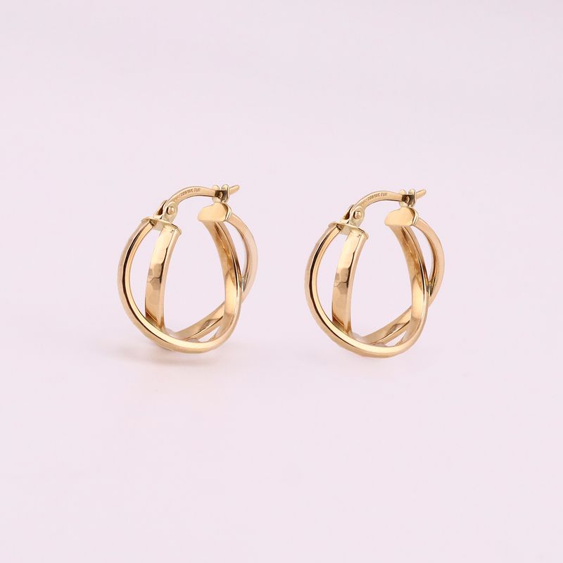 Arracadas Facetadas Cruzadas 14K 2.1g